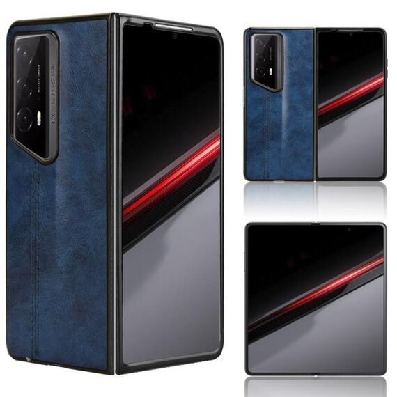 Custodia per telefono con cover posteriore per cucire modello mucca Porsche Design per Honor Magic V2 RSR (blu)