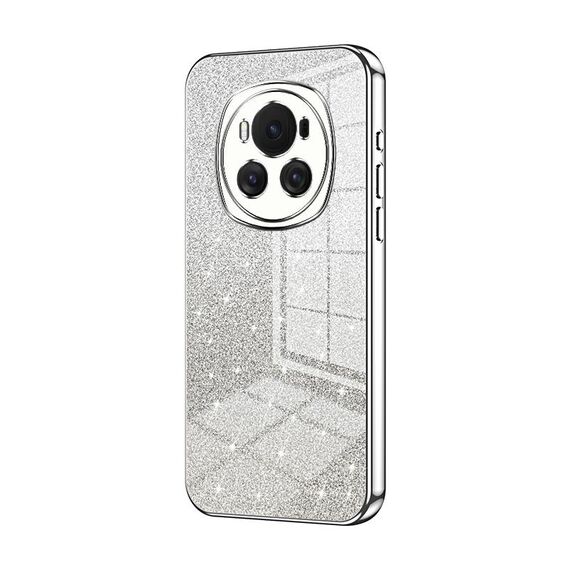 Custodia per telefono elettrolitico in polvere glitterata sfumata per Honor Magic6 (argento)