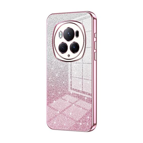 Custodia per telefono elettrolitico in polvere glitter sfumata per Honor Magic6 Pro (rosa)
