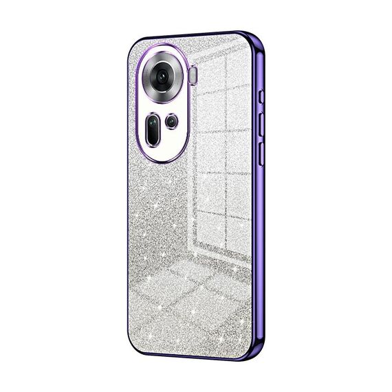 Per OPPO Reno 11 Custodia per telefono elettrolitico con polvere glitterata globale sfumata (viola)