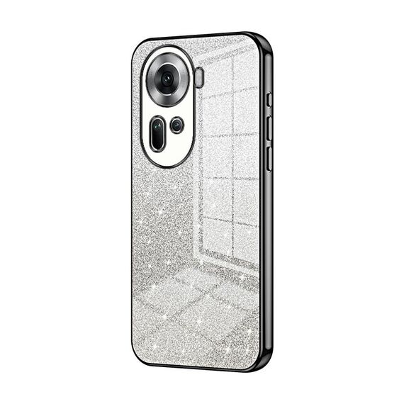 Per OPPO Reno11 Custodia per telefono elettrolitico con polvere glitterata globale sfumata (nera)