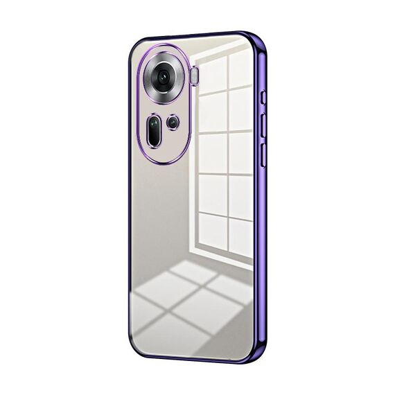 Per OPPO Reno 11 Custodia per telefono con foro fine con placcatura trasparente globale (viola)