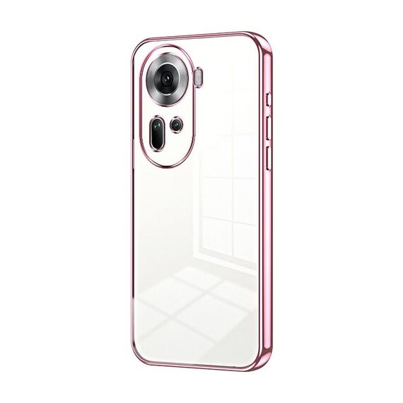 Per OPPO Reno 11 Global Custodia per telefono con foro fine con placcatura trasparente (rosa)