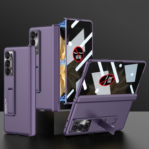 Custodia per telefono all-inclusive con cerniera magnetica pieghevole integrata per Honor Magic V2 GKK (viola)