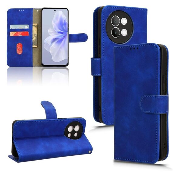 Custodia per telefono in pelle con vibrazione magnetica Skin Feel per vivo S18e (blu)