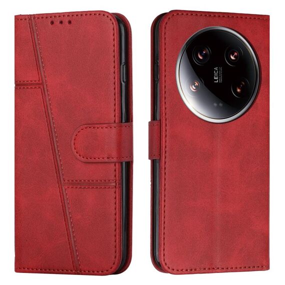 Per Xiaomi 14 Custodia per telefono in pelle con fibbia ultra impuntura in vitello (rosso)