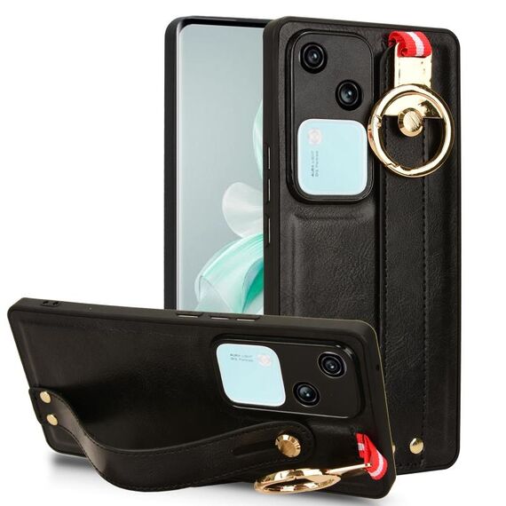 Per vivo S18 5G / V30 5G Custodia in pelle con cinturino posteriore per telefono (nero)