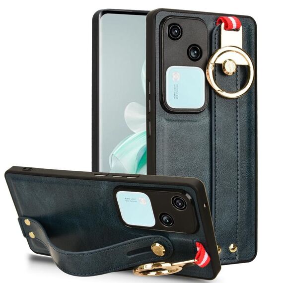 Per vivo S18 5G / V30 5G Custodia posteriore in pelle con cinturino (blu)