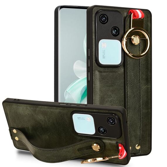 Per vivo S18 5G / V30 5G Custodia in pelle con cinturino posteriore per telefono (verde)