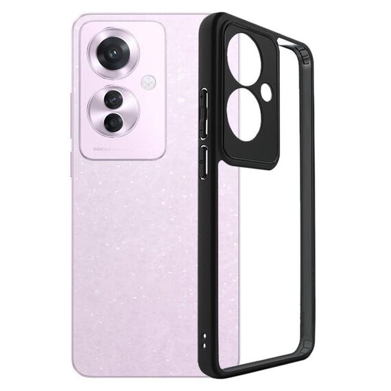 Per OPPO Reno11 F / F25 Pro 5G TPU satinato + custodia per telefono PC trasparente (nero)