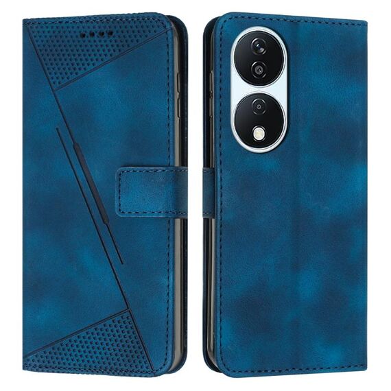 Custodia per telefono in pelle Honor X7b Dream Triangle con cordino (blu)