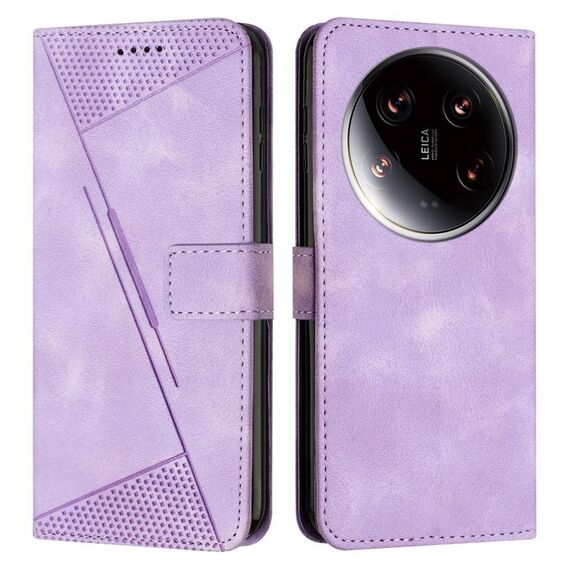 Per Xiaomi 14 Custodia per telefono in pelle Triangolo Ultra Dream con cordino (viola)