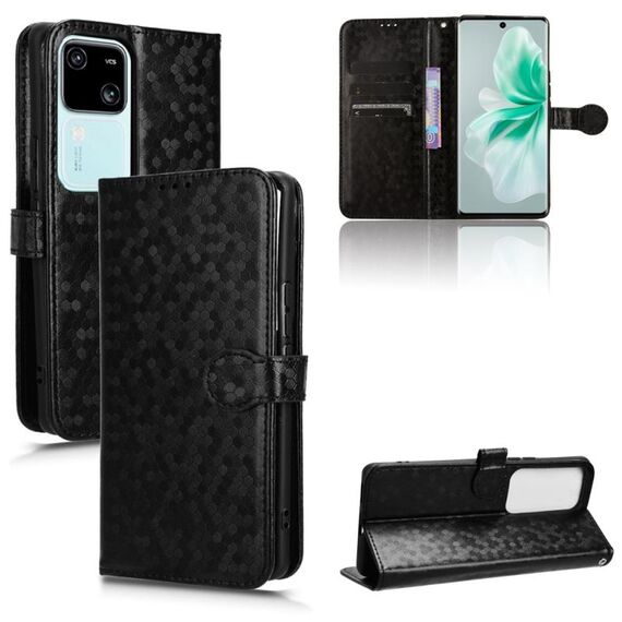 Custodia per telefono in pelle con texture a nido d'ape per vivo S18 Pro 5G / V30 Pro 5G (nera)