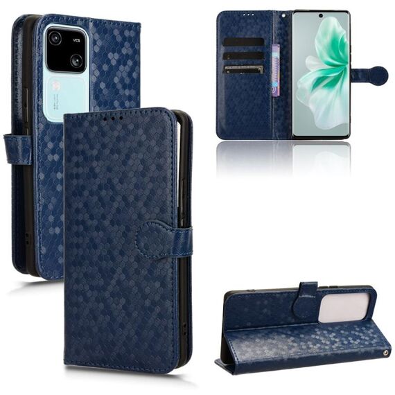 Custodia per telefono in pelle con texture a nido d'ape per vivo S18 Pro 5G / V30 Pro 5G (blu)