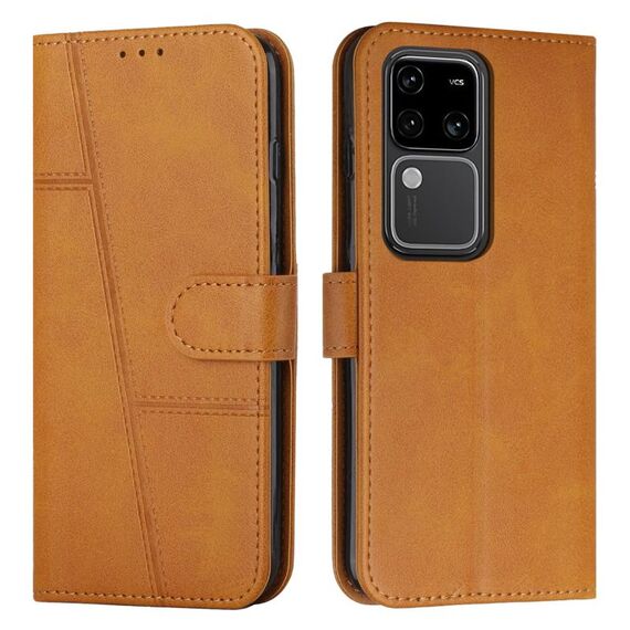 Custodia per telefono in pelle con fibbia in pelle di vitello con cuciture per vivo S18 / S18 Pro (giallo)