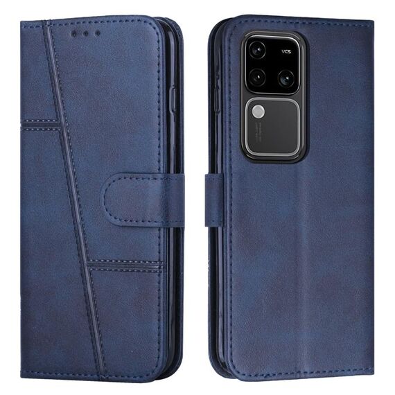Custodia per telefono in pelle con fibbia in pelle di vitello con cuciture per vivo S18 / S18 Pro (blu)