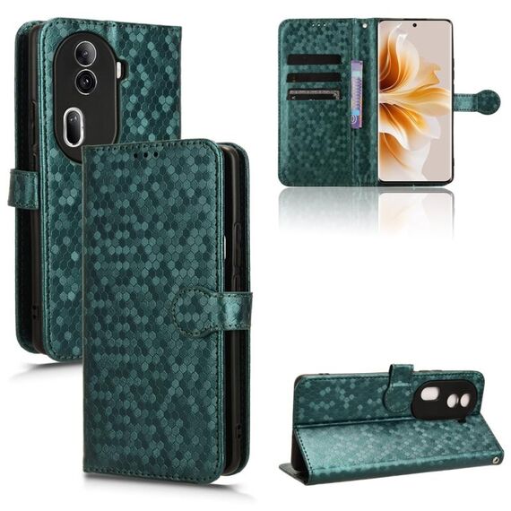 Per OPPO Reno 11 Pro Custodia per telefono in pelle con texture globale a nido d'ape (verde)