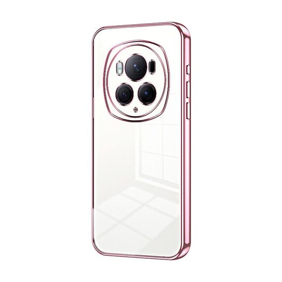 Per Honor Magic6 Pro Custodia per telefono con foro sottile con placcatura trasparente (rosa)