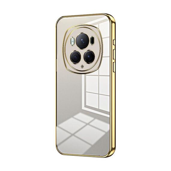 Per Honor Magic6 Pro Custodia per telefono con foro sottile con placcatura trasparente (oro)