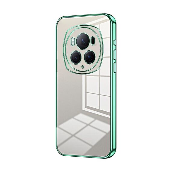 Custodia per telefono con foro sottile con placcatura trasparente per Honor Magic6 Pro (verde)