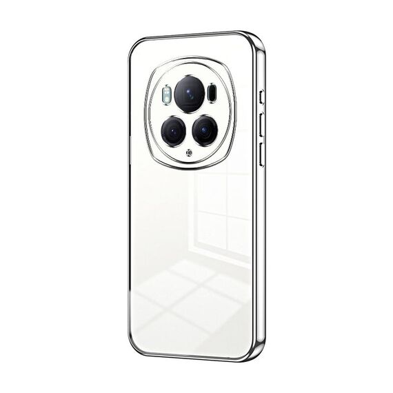 Per Honor Magic6 Pro Custodia per telefono con foro sottile con placcatura trasparente (Argento)