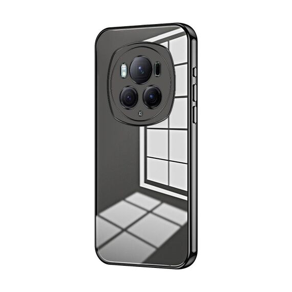 Per Honor Magic6 Pro Custodia per telefono con foro sottile con placcatura trasparente (nera)