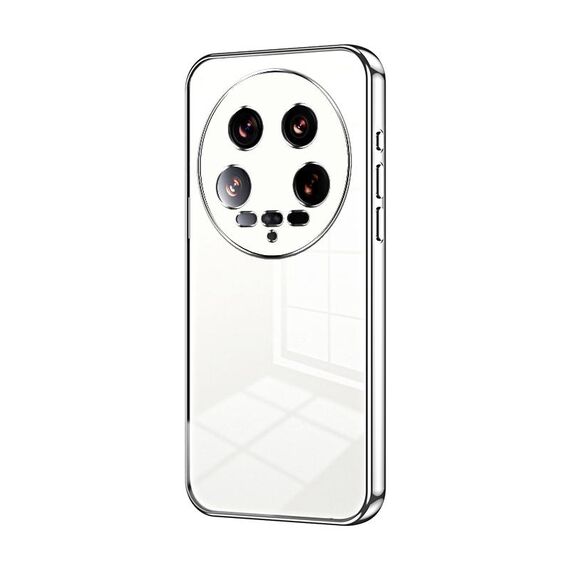 Per Xiaomi 14 Custodia per telefono con foro fine con placcatura ultra trasparente (argento)