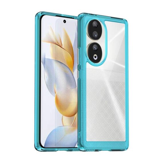 Per Honor 90 Custodia per telefono in TPU ibrido acrilico serie colorata (blu trasparente)