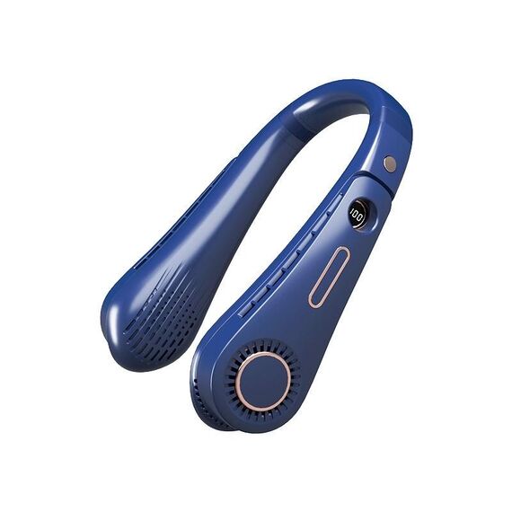 F11 Ventilatore a collo sospeso senza lama con display digitale rotante con ricarica USB portatile (blu)