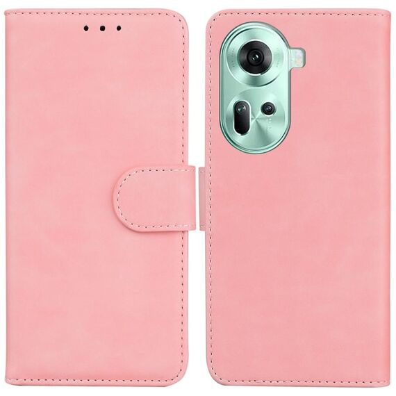 Per OPPO Reno 11 Global Skin Feel Custodia in pelle flip in puro colore (rosa)