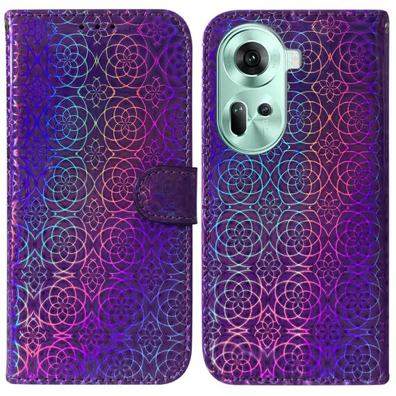 Per OPPO Reno11 Custodia per telefono in pelle con fibbia magnetica colorata globale (viola)