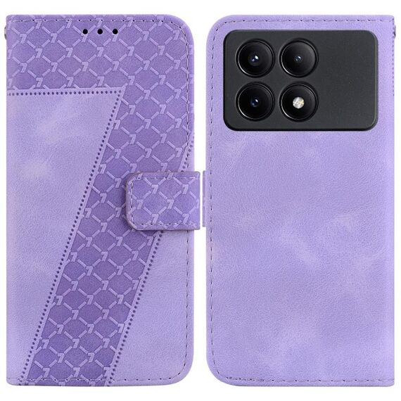 Custodia per telefono in pelle goffrata a forma di 7 per Xiaomi Redmi K70E / Poco X6 Pro (viola)