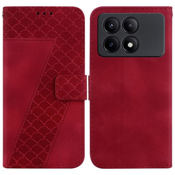 Custodia per telefono in pelle goffrata a forma di 7 per Xiaomi Redmi K70E / Poco X6 Pro (rossa)