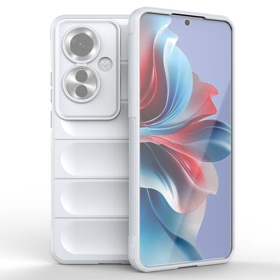 Per OPPO Reno11 F 5G Global Magic Shield TPU + custodia per telefono in flanella (bianca)
