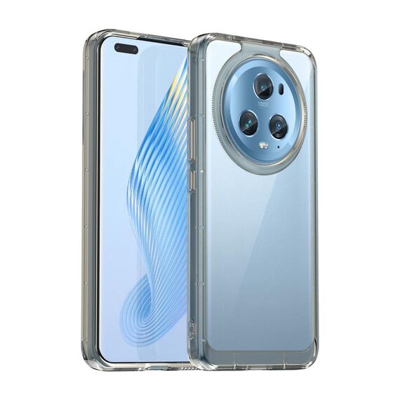 Per Honor Magic5 Pro Custodia per telefono ibrida in TPU acrilico serie colorata (grigio trasparente)
