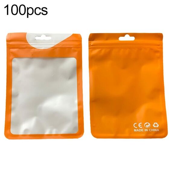 Busta a chiusura lampo per imballaggio in plastica CPP traslucida perlata da 100 pezzi/pacco, dimensioni: 10,5x15 cm (arancione)