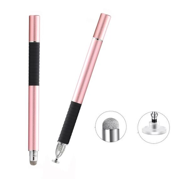 AT-31 Testina in tessuto conduttivo + Penna capacitiva a ventosa di precisione Penna 2-in-1 Stilo per scrittura a mano (oro rosa)