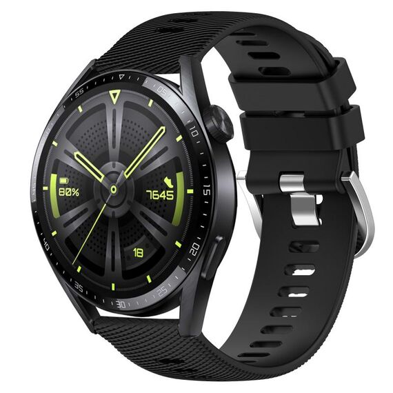 Per Huawei Watch GT3 46mm 22mm Cinturino in silicone morbido a tinta unita (nero)