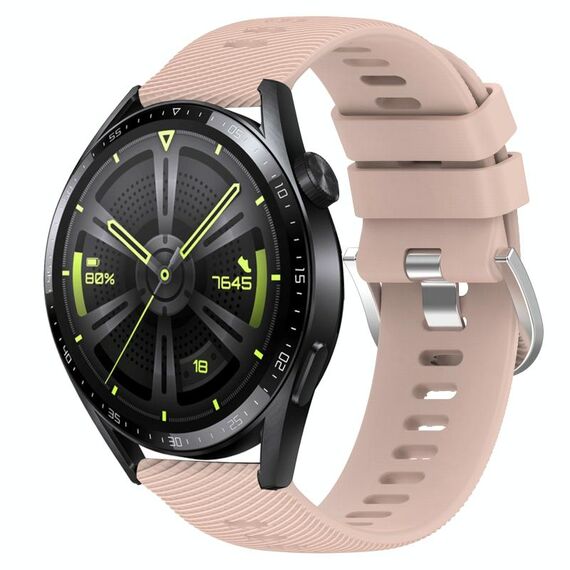 Per Huawei Watch GT3 46mm 22mm Cinturino in silicone morbido a tinta unita (rosa)