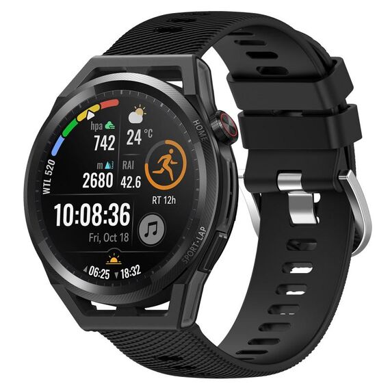 Per Huawei Watch GT Runner 22mm Cinturino in silicone morbido a tinta unita (nero)