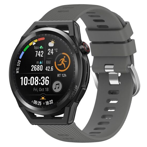 Per Huawei Watch GT Runner 22mm Cinturino in silicone morbido a tinta unita (grigio scuro)