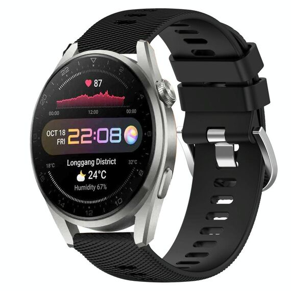 Per Huawei Watch 3 Pro 22mm Cinturino in silicone morbido a tinta unita (nero)
