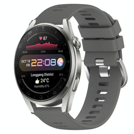 Per Huawei Watch 3 Pro 22mm Cinturino in silicone morbido a tinta unita (grigio scuro)