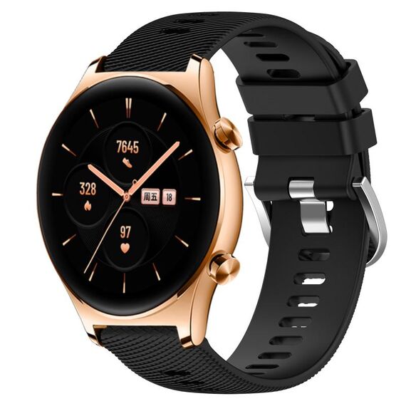 For Honor Watch GS 3 22mm Cinturino in silicone morbido a tinta unita (nero)