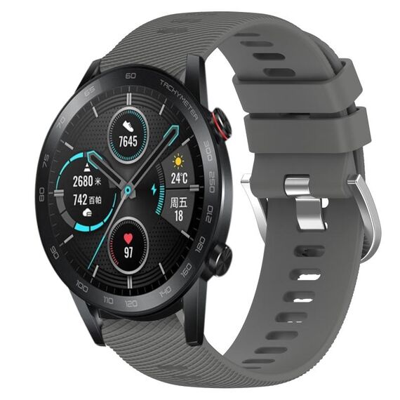 For Honor Magic Watch 2 46mm 22mm Cinturino in silicone morbido a tinta unita (grigio scuro)