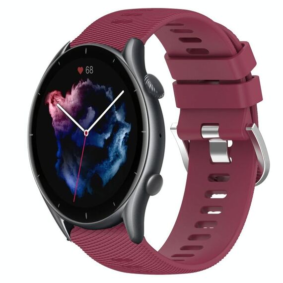 Per Amazfit GTR 3 Pro cinturino in silicone morbido tinta unita da 22 mm (rosso vino)