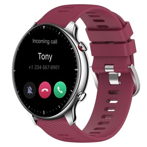 Per Amazfit GTR 2 cinturino in silicone morbido tinta unita da 22 mm (vino rosso)