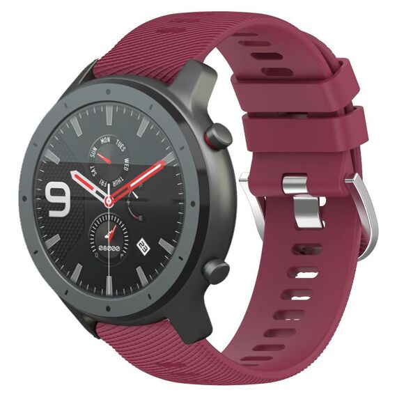 Per cinturino in silicone morbido tinta unita Amazfit GTR 47mm 22mm (rosso vino)
