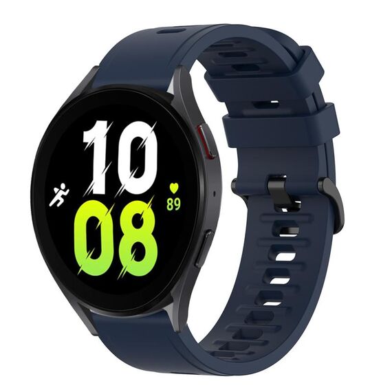 Per Samsung Galaxy Watch 5 44mm 20mm Cinturino in silicone morbido a tinta unita (blu notte)