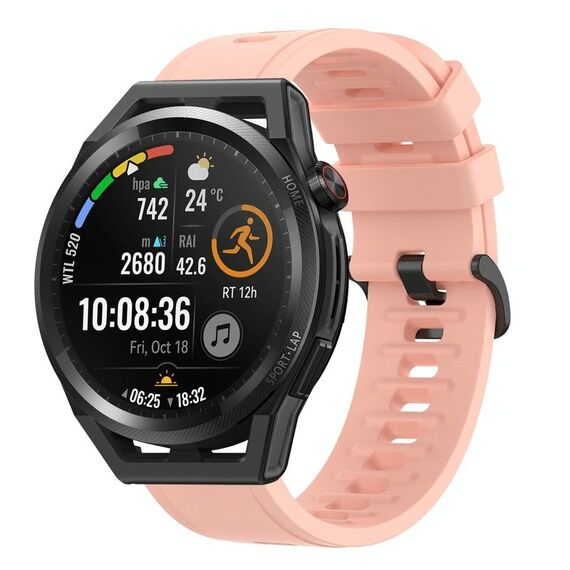 Per Huawei Watch GT Runner 22MM Cinturino in silicone morbido a tinta unita (rosa)